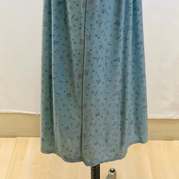 FOXCLUB Women Short Sleeve Pullover Casual Blue Floral Print Long Dress Medium - Picture 10 of 11